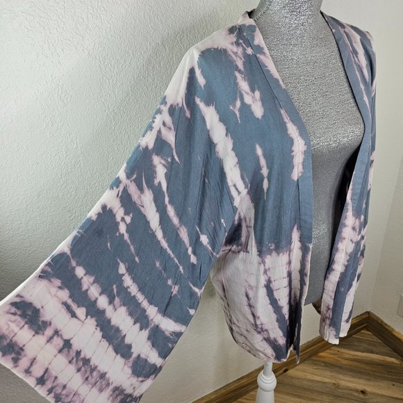 Sim & Sam Gray White Tie Dye Oversized Cardigan Kimono Top - Picture 3 of 7